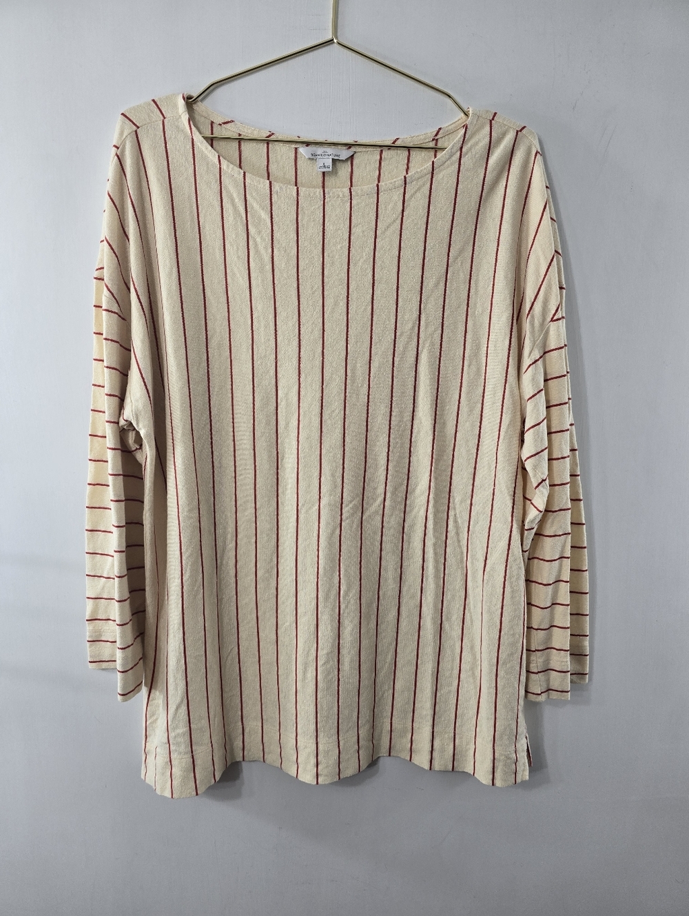 LL Bean Signature Hemp Organic Cotton Recycled Striped Long Sleeve Tunic Top L